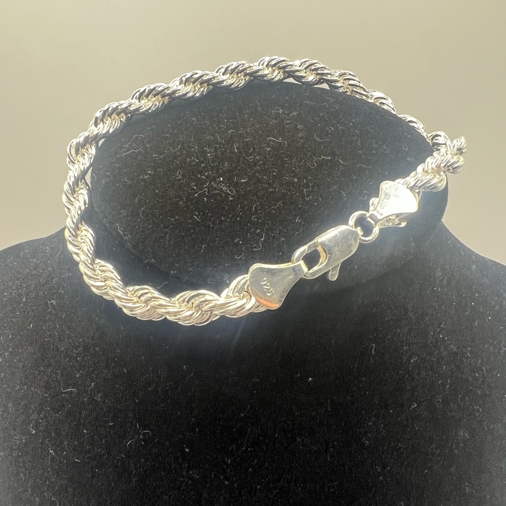 Silver filled Rope Chain Bracelet - Picture 4 of 6